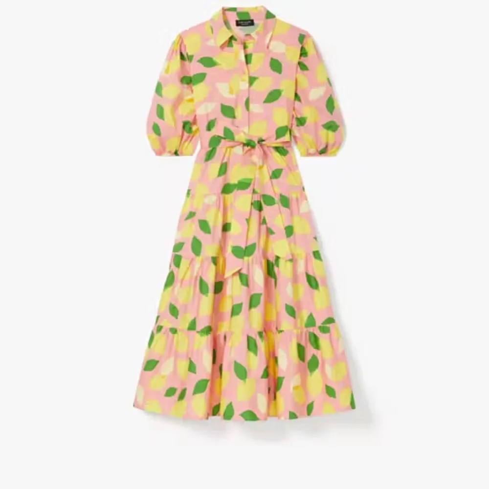 Kate Spade Lemon Toss Tie-Waist Shirtdress Size M